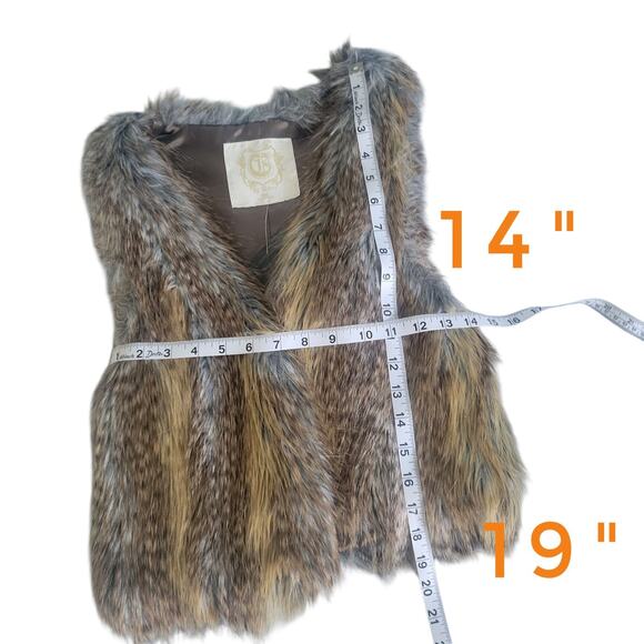 Y2k GUESS Faux Coyote Fur Vest Tan XS NWT Mob Wife Heritage Boho Festival - Picture 2 of 16